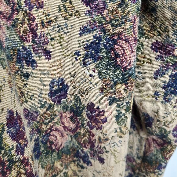 Vintage Lemon Grass Rose Bouquet Tapestry Button Up Jacket Size Large - Picture 8 of 11